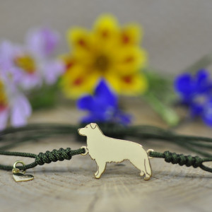Border Collie - bransoletka z psem, srebro 925 pozłacane