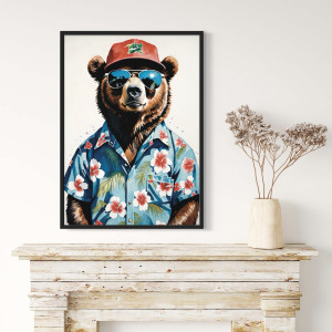 Plakat fine art Niedźwiadek Hawajach