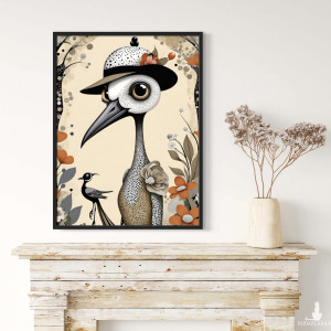 Plakat surrealistyczny, kobieta-ptak