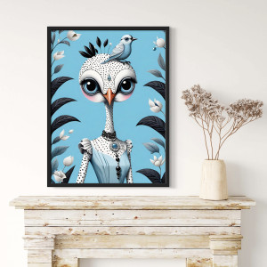 Plakat surrealistyczny, kobieta-ptak