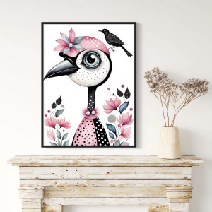 Plakat surrealistyczny, kobieta-ptak