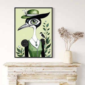 Plakat surrealistyczny, kobieta-ptak