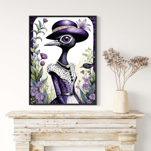 Plakat surrealistyczny, kobieta-ptak