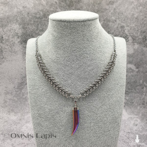 Naszyjnik chainmaille- mistyczny, tytanowy hematyt