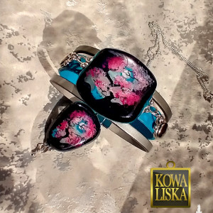 Ręcznie malowane - komplet biżuterii z żywicy