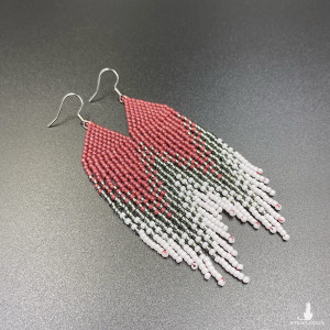 Kolczyki cieniowane malinowy, srebrzysty, biały #786