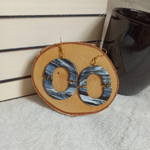 Kolczyki wiszące czarno biały marmur