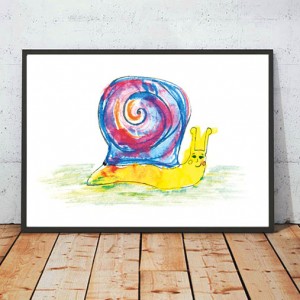ślimak plakat, ślimak obrazek, grafika do dziecięcego pokoju, ładny plakat dla dzieci