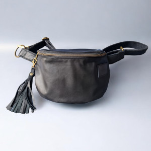 Nerka skórzana, damska, czarna U'POLKA FIT, skóra naturalna