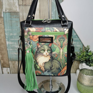 Listonoszka torebka box kuferek torebka damska na ramię zamykana ekoskóra - koty