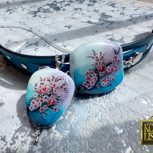 Ręcznie malowane VI - komplet z żywicy i rzemieni