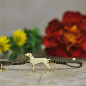 Gończy polski - bransoletka z psem, srebro 925 pozłacane