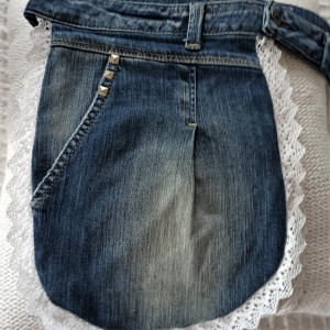 Nietuzinkowy jeansowy fartuszek dla kelnerki, barmanki, kieszonka na utarg