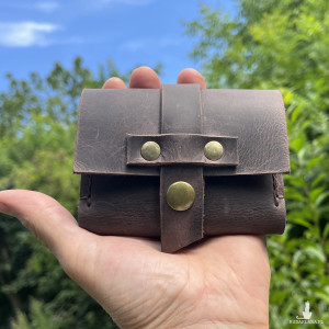 Portfel brązowy skórzany ręcznie uszyty Vintage.