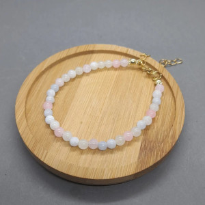 Bransoletka z kamieni naturalnych - Jadeit morganitowy, stal szlachena 039/24