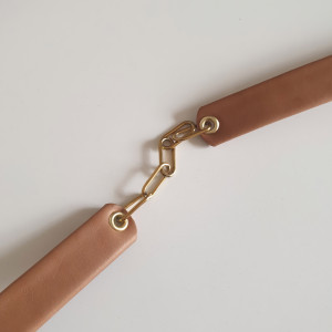 CHOKER skóra naturalna brązowy camel naszyjnik łańcuch Glamrock