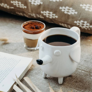 Biały kubek pies Azorek - Lamabo Ceramics