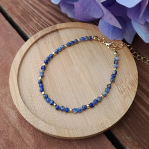 Bransoletka z kamieni naturalnych - Sodalit , Hematyt, stal 069/24