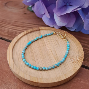 Bransoletka z kamieni naturalnych - Jaspis cesarski niebieski, stal 070/24