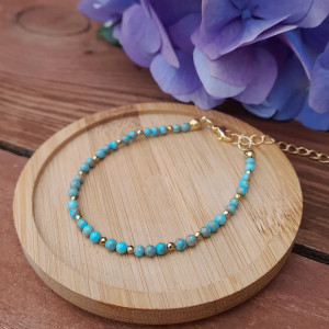 Bransoletka z kamieni naturalnych - Jaspis cesarski niebieski , Hematyt, stal 071/24