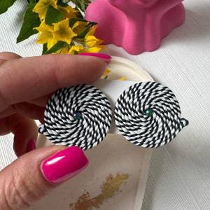 Kolczyki biało czarne małe kółka