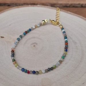 Bransoletka z kamieni naturalnych - kolorowy mix, stal 078/24