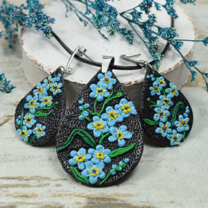 Komplet biżuterii niezapominajki