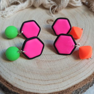 Kolczyki sześciokąty z koralikami