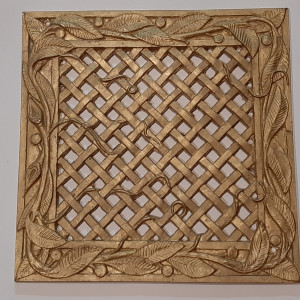 Kratka wentylacyjna lub do kominka z mosiadzu autorski wzor wlasny projekt -liscie