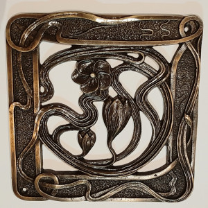 Kratka wentylacyjna lub do kominka z mosiadzu autorski wzor wlasny projekt Mala Secesja