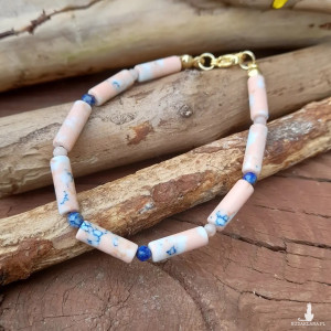 Bransoletka z kamieni naturalnych - Jaspis impresja, Kamień Słoneczny, Lapis lazuli, stal szlachena 101/24