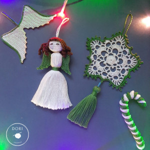 Szydełkowy zestaw ozdób bożonarodzeniowych