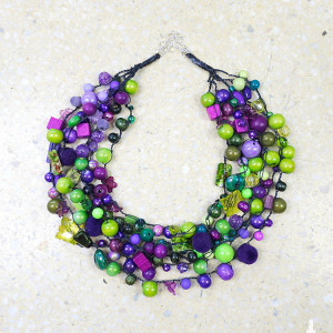 6448 zielony, fioletowy naszyjnik; kolia