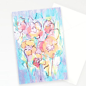 kwiaty kartki bez życzeń, kwiatki kartki okolicznościowe, bukiet kartka,  maki kartki, podziękowania kartki