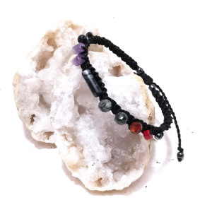 bransoletka ZASOBNIK Ametyst Koral Szmaragd Jaspis kamienie naturalne w makramie ~ delfina dolls