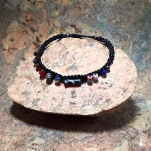 ZASOBNIK lapis lazuli ametyst szmaragd granat czaroit - kamienie naturalne w makramie ~ delfina dolls