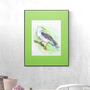 retro plakat A3, retro grafika na ścianę, 30x40 plakat z ptakiem, ptaszek plakat do domu, vintage plakat na ścianę, plakat z ptaszkiem