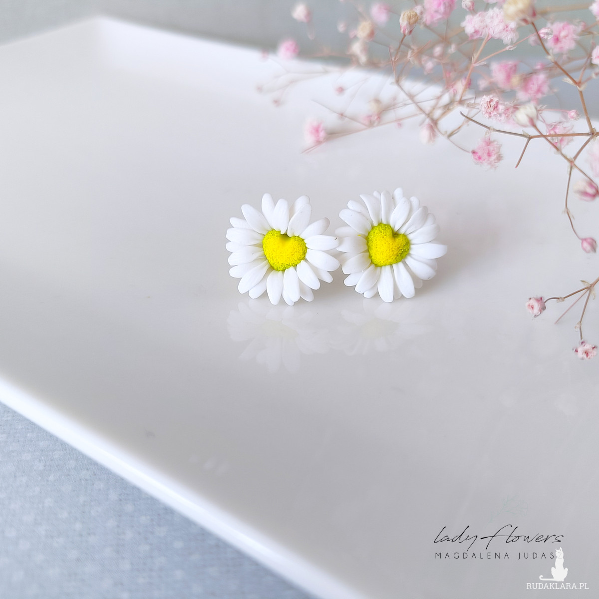 Kolczyki stokrotki serduszka