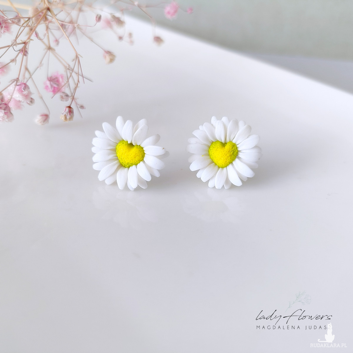 Kolczyki stokrotki serduszka