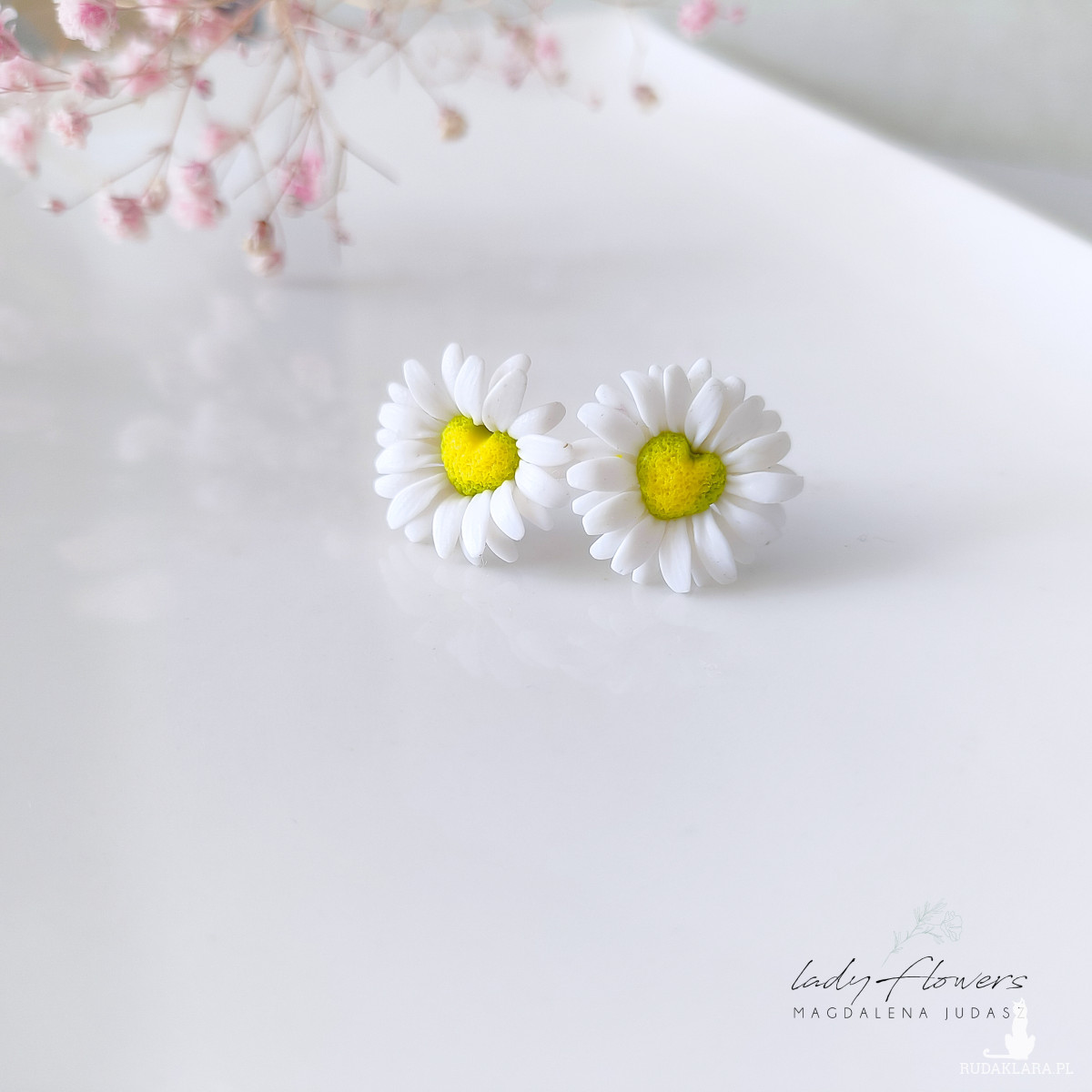 Kolczyki stokrotki serduszka