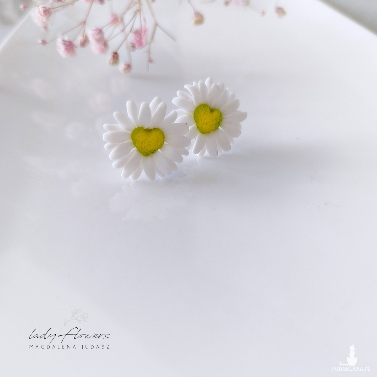 Kolczyki stokrotki serduszka