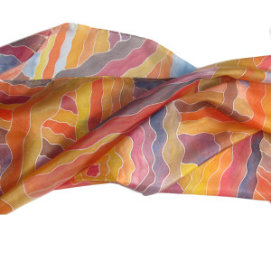 Kolorowa jesień, jedwabna malowana chusta