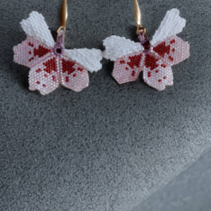 Kolczyki z koralików  "Różowe orchidee"