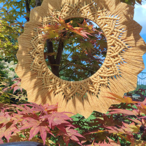 Makramowa mandala w stylu Boho - kolor musztardowy