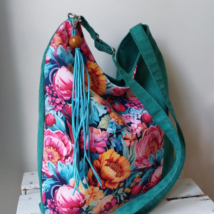 BAJECZNY OGRÓD torba na ramię z zamszu alkantara