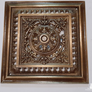 Kratka wentylacyjna lub do kominka z mosiadzu autorski wzor wlasny projekt efekt 3D wypukla