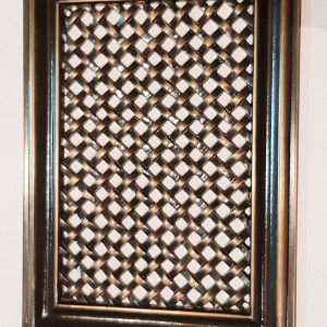 Kratka wentylacyjna lub do kominka z mosiadzu autorski wzor wlasny projekt Średnia wzor przeplatanka kolor ciemny 27x19