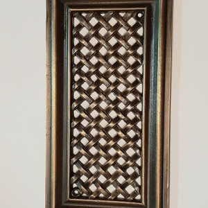 Kratka wentylacyjna lub do kominka z mosiadzu autorski wzor wlasny projekt -mala prostokatna 25x13 ciemna