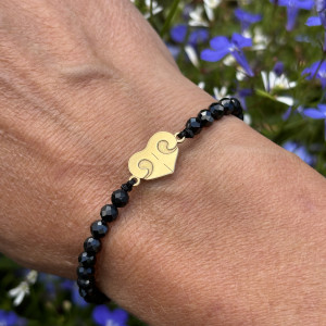 Serce - nosek - bransoletka z psem, srebro 925 pozłacane