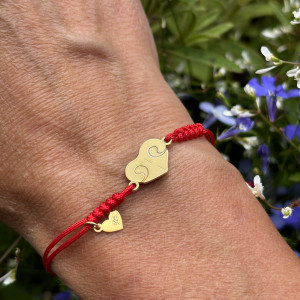 Serce - nosek - bransoletka z psem, srebro 925 pozłacane